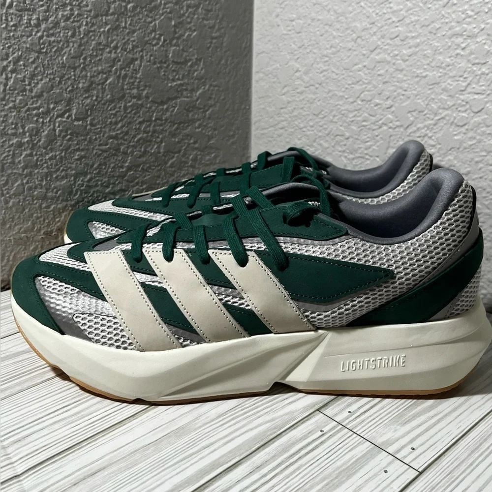 Adidas Men's Lightblaze running Shoes sneakers green silver size‎ 12 #JR2616